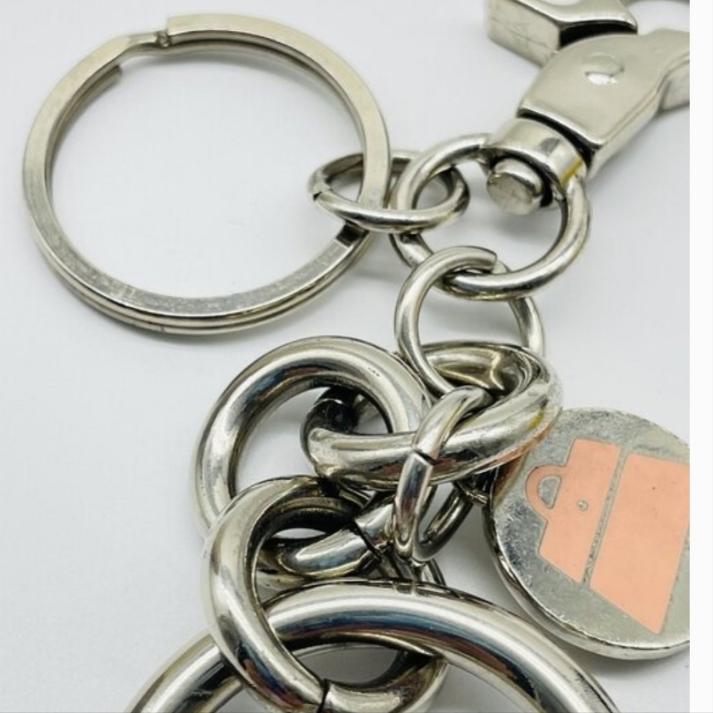 Kathy Van Zeeland Signed Rhinestone Fleur De Lis Heart Keychain Purse Charms Y2k - Picture 8 of 10